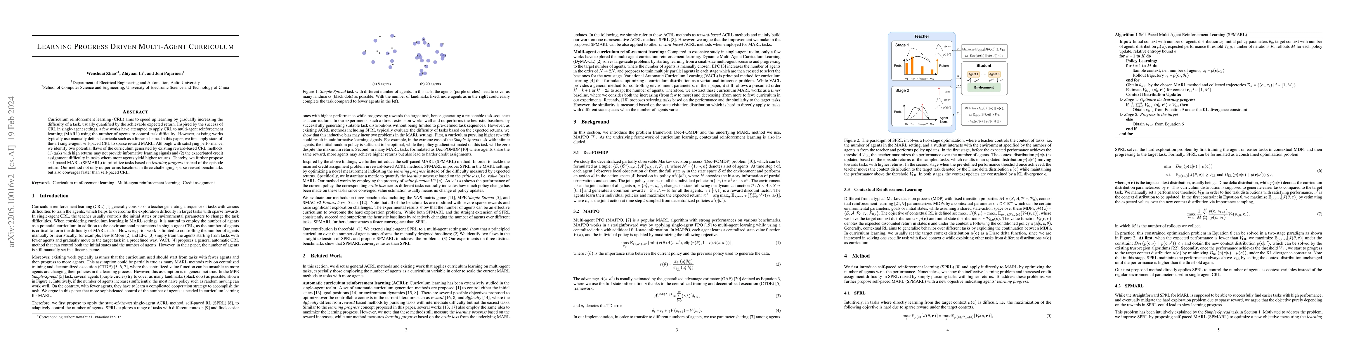 Thumbnail for Learning Progress Driven Multi-Agent Curriculum