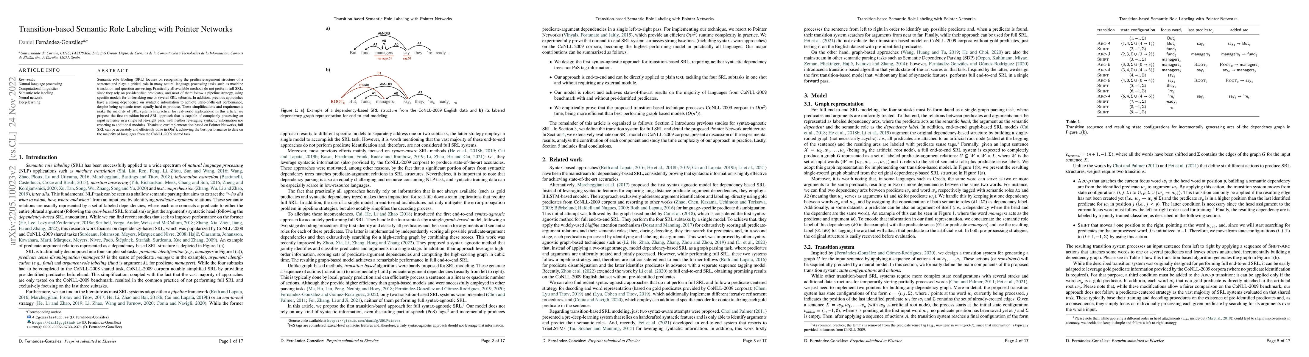 Thumbnail for Transition-based Semantic Role Labeling with Pointer Networks