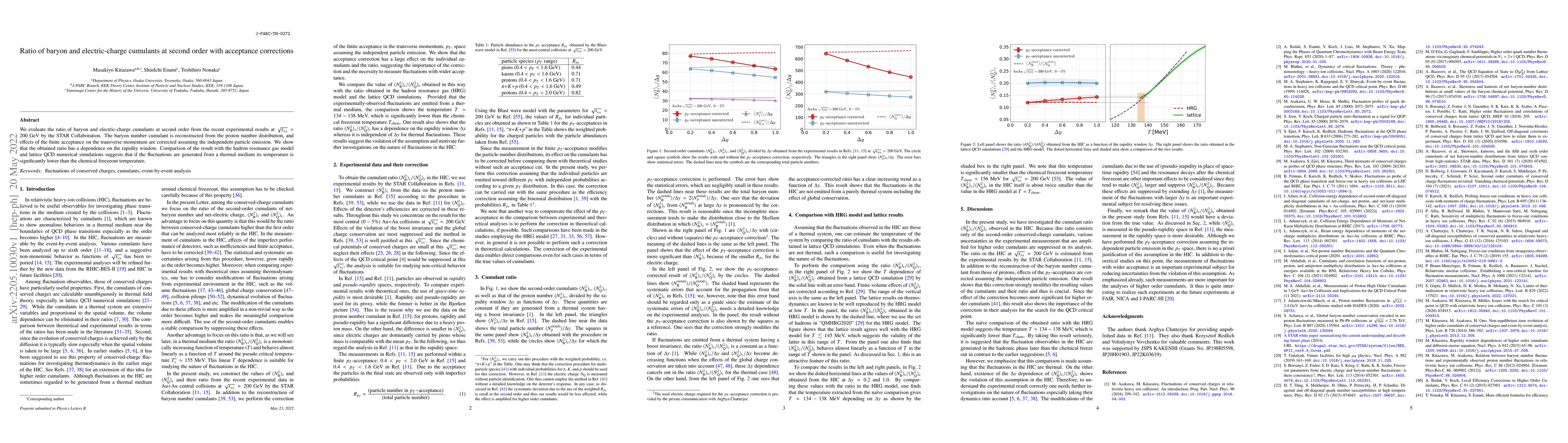 Thumbnail for Ratio of baryon and electric-charge cumulants at second order with
  acceptance corrections