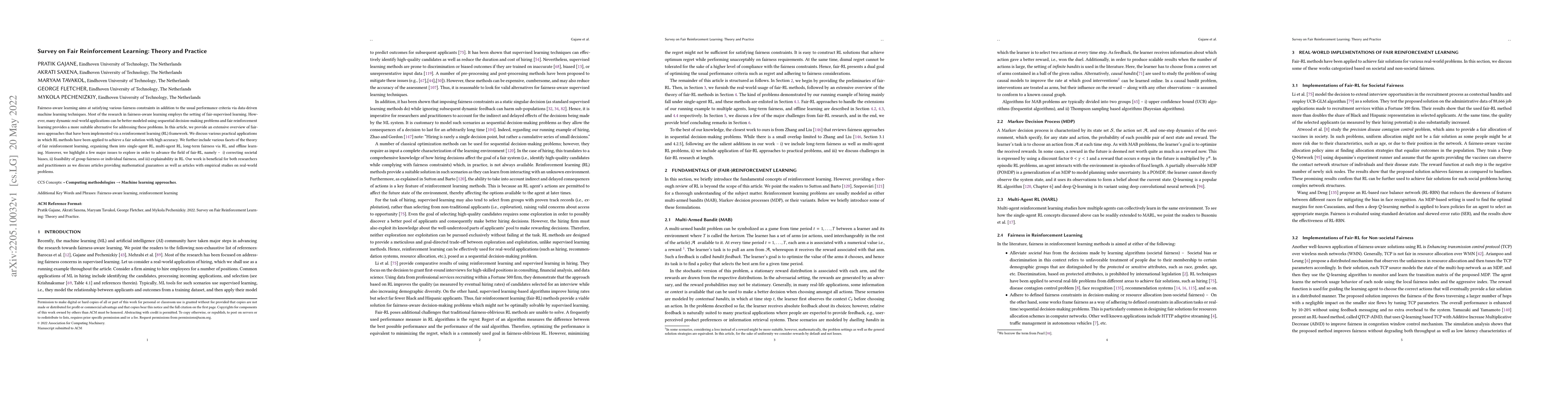 Thumbnail for Survey on Fair Reinforcement Learning: Theory and Practice
