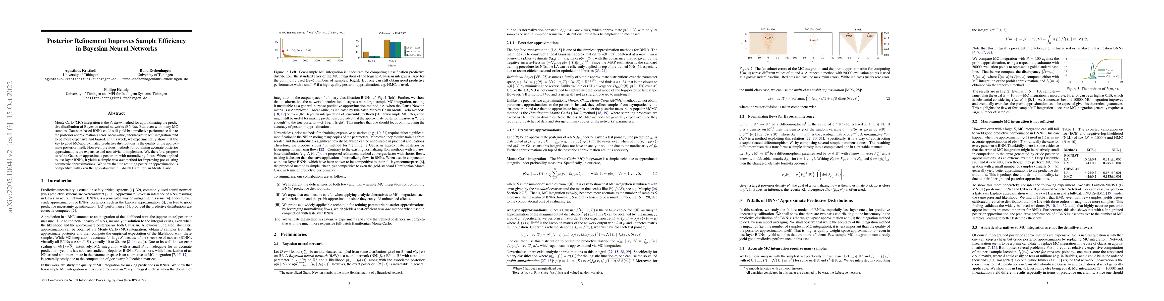 Thumbnail for Posterior Refinement Improves Sample Efficiency in Bayesian Neural
  Networks