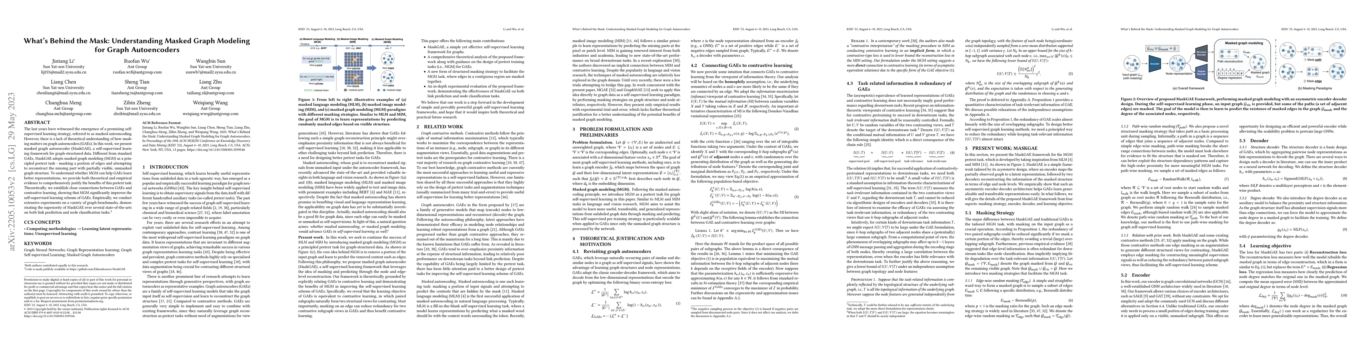 Thumbnail for What's Behind the Mask: Understanding Masked Graph Modeling for Graph
  Autoencoders