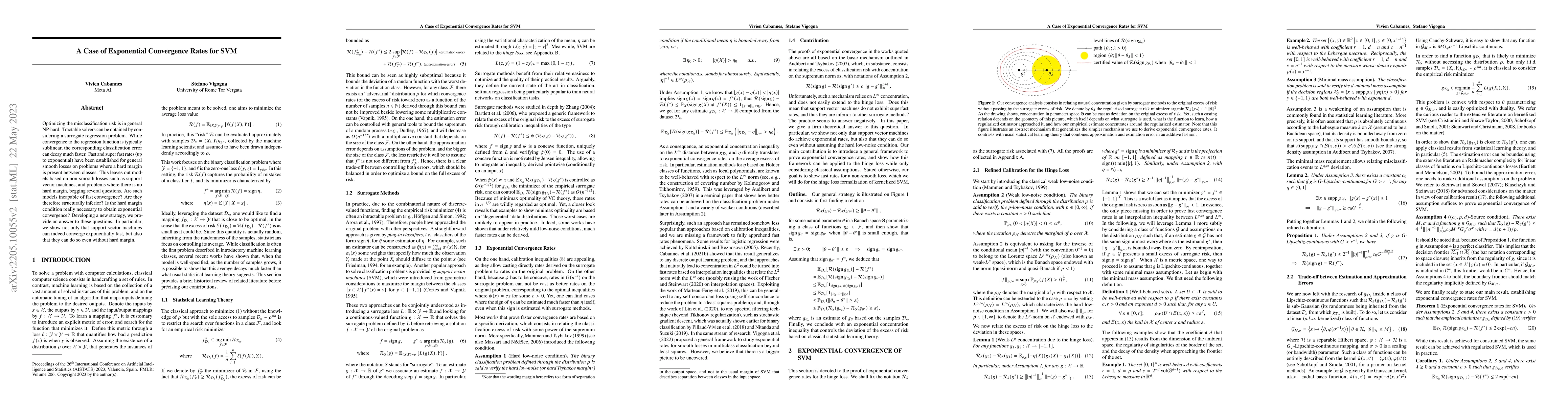 Thumbnail for A Case of Exponential Convergence Rates for SVM