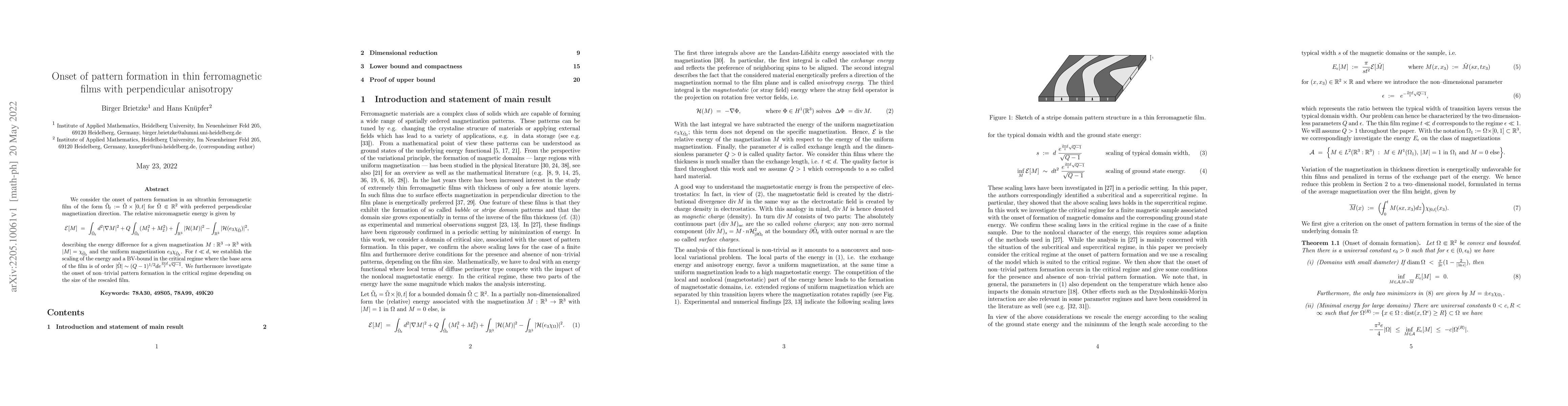 Thumbnail for Onset of pattern formation in thin ferromagnetic films with
  perpendicular anisotropy
