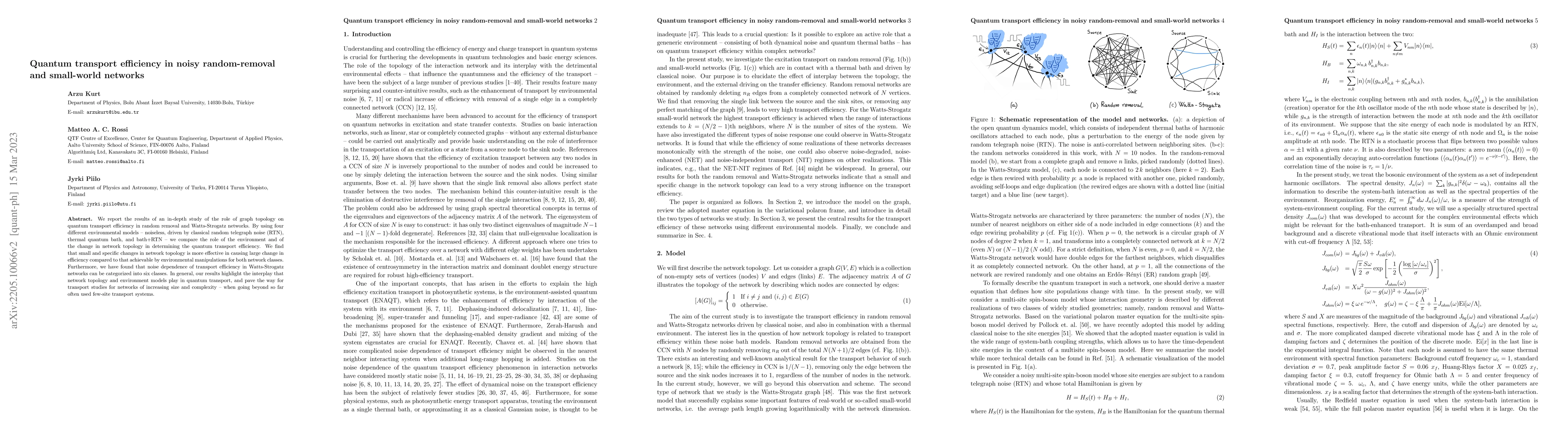 Thumbnail for Quantum transport efficiency in noisy random-removal and small-world
  networks