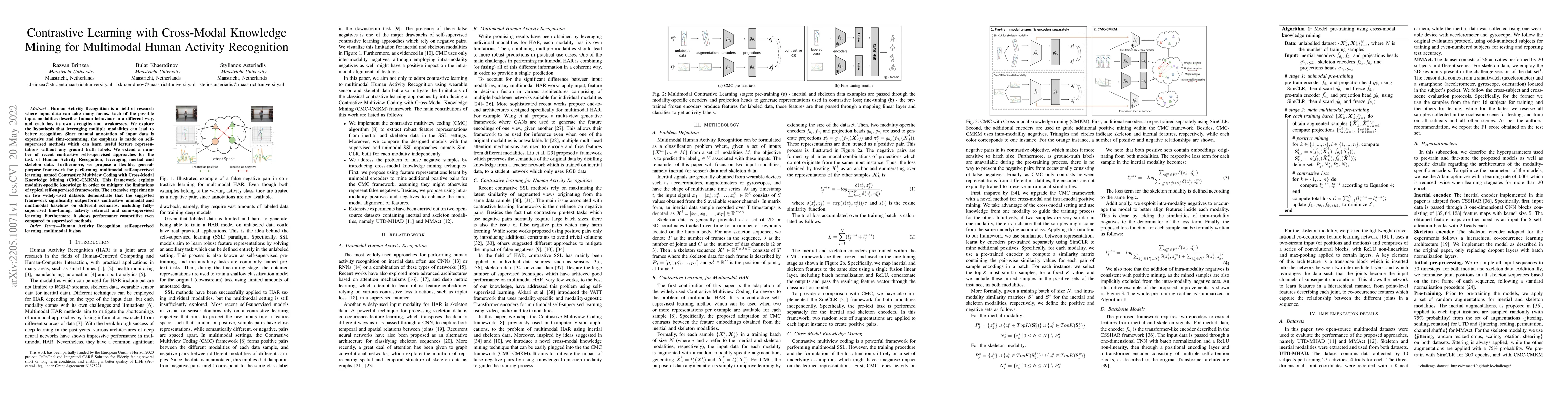 Thumbnail for Contrastive Learning with Cross-Modal Knowledge Mining for Multimodal
  Human Activity Recognition