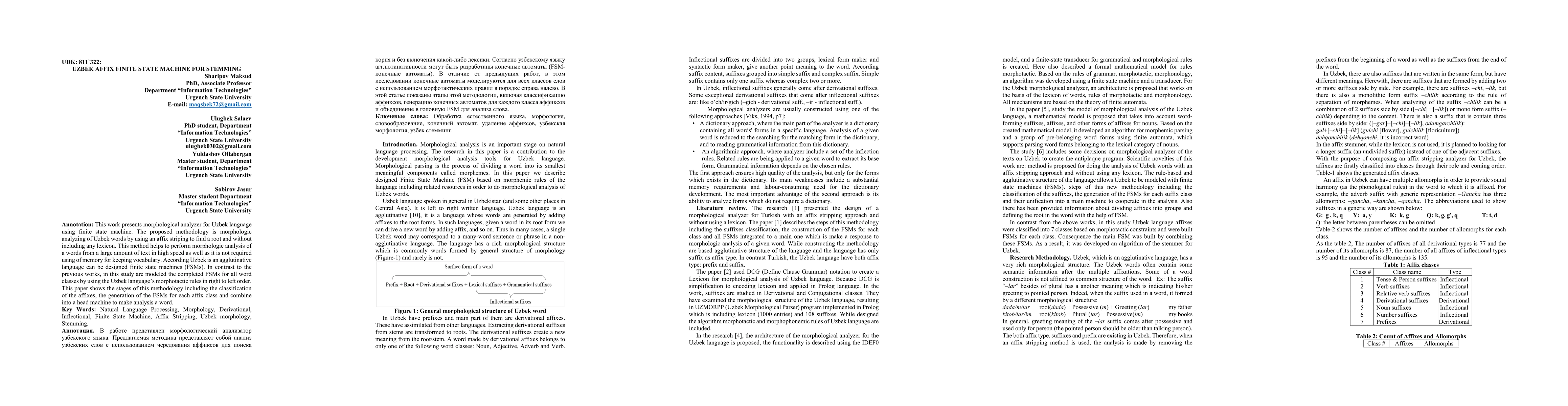 Thumbnail for Uzbek affix finite state machine for stemming