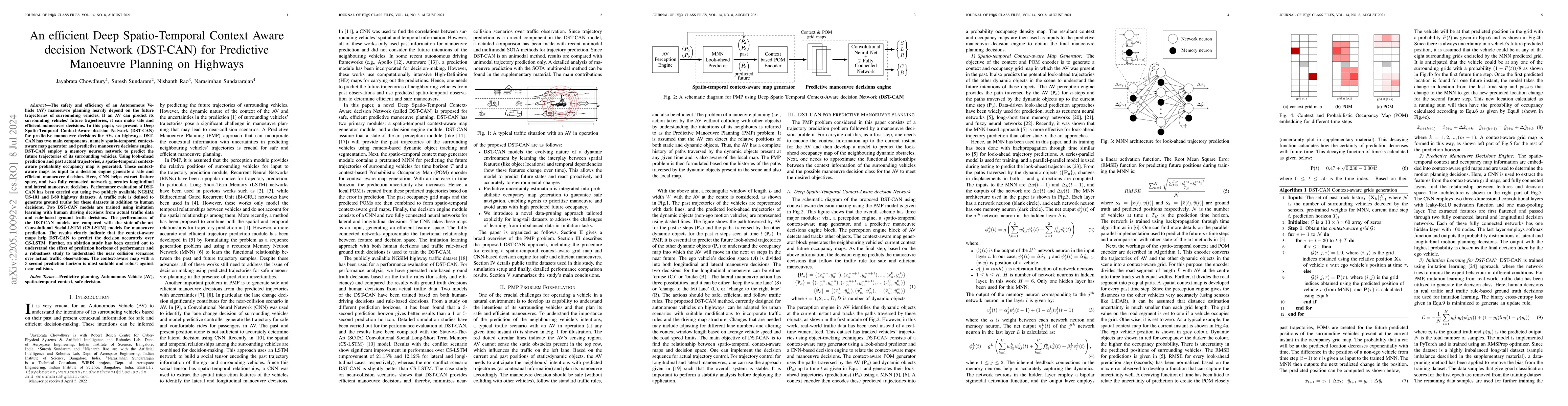 Thumbnail for An efficient Deep Spatio-Temporal Context Aware decision Network
  (DST-CAN) for Predictive Manoeuvre Planning
