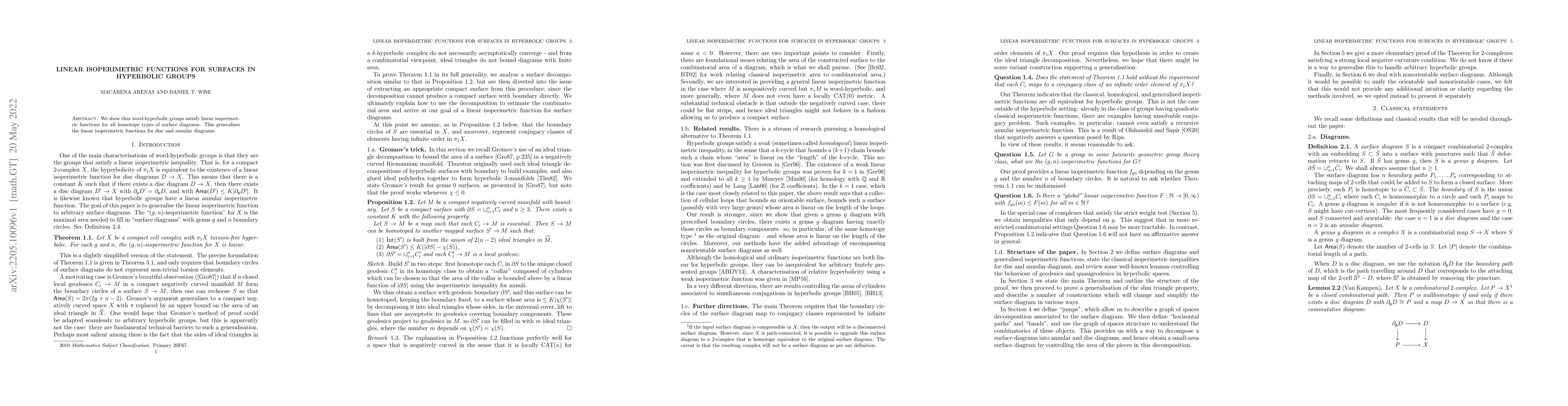 Thumbnail for Linear isoperimetric functions for surfaces in hyperbolic groups