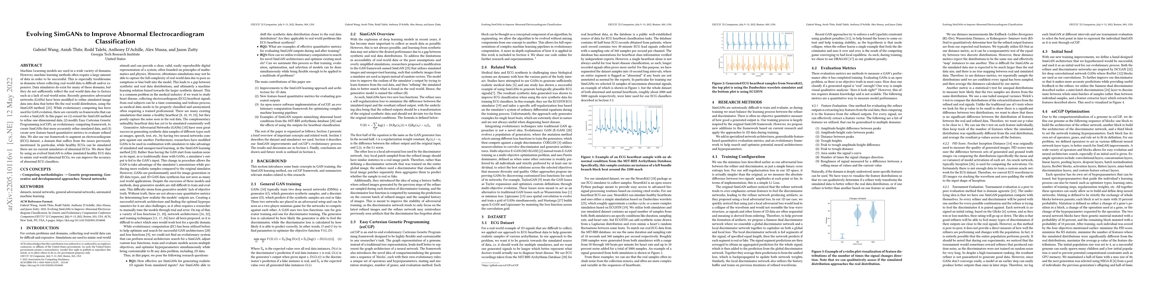 Thumbnail for Evolving SimGANs to Improve Abnormal Electrocardiogram Classification