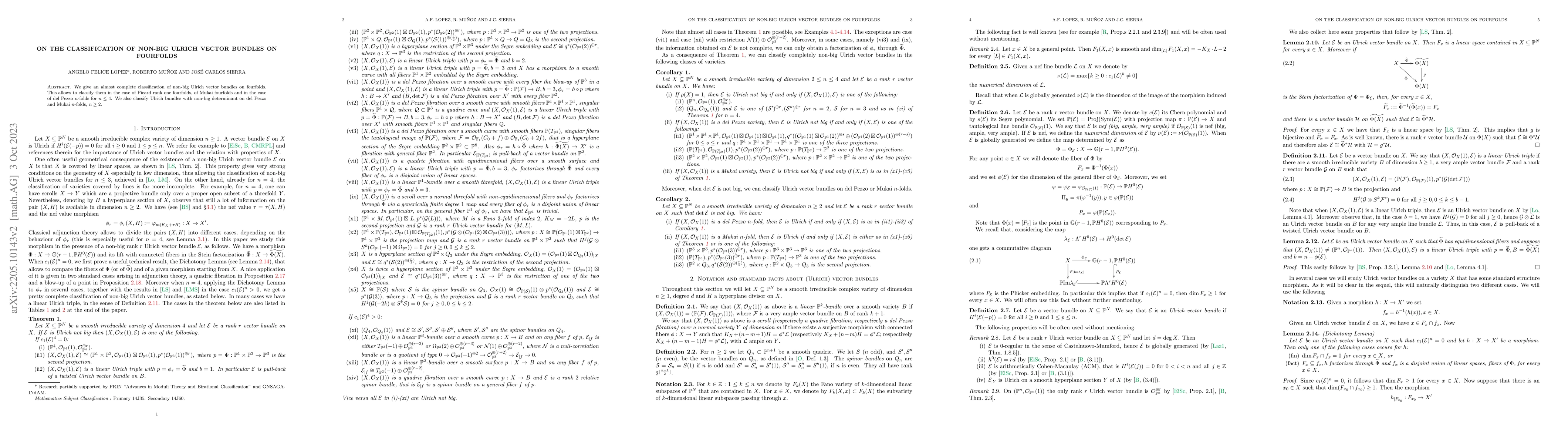 Thumbnail for On the classification of non-big Ulrich vector bundles on fourfolds