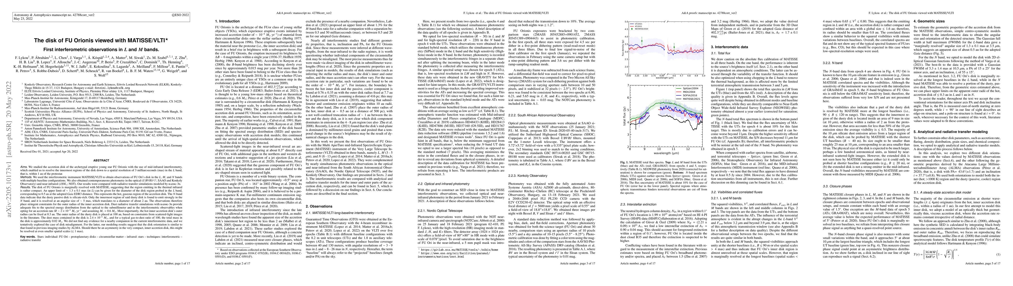 Thumbnail for The disk of FU Orionis viewed with MATISSE/VLTI: first interferometric
  observations in $L$ and $M$ bands