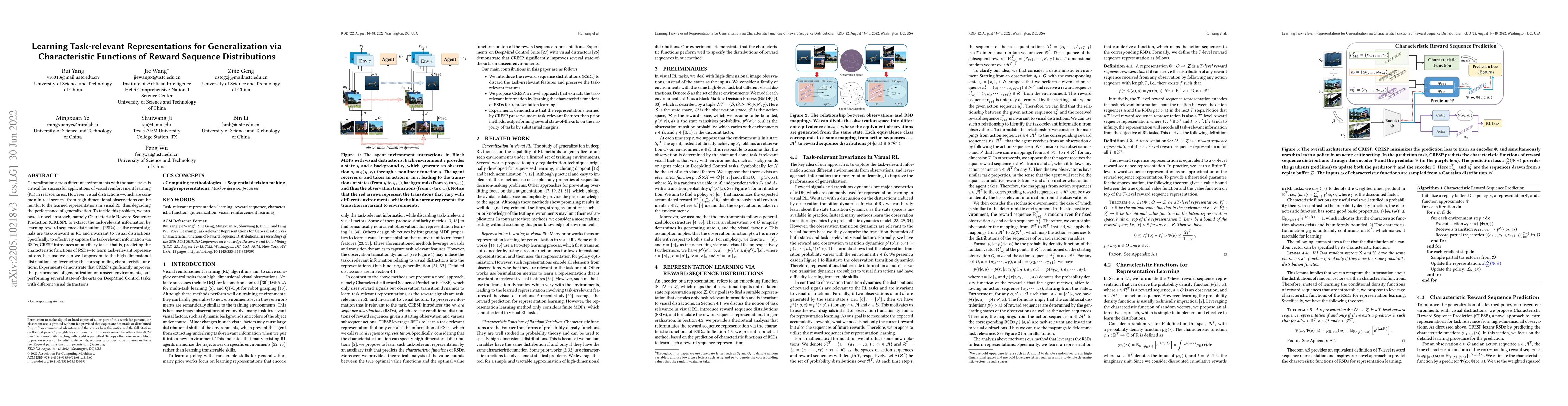 Thumbnail for Learning Task-relevant Representations for Generalization via
  Characteristic Functions of Reward Sequence Distributions