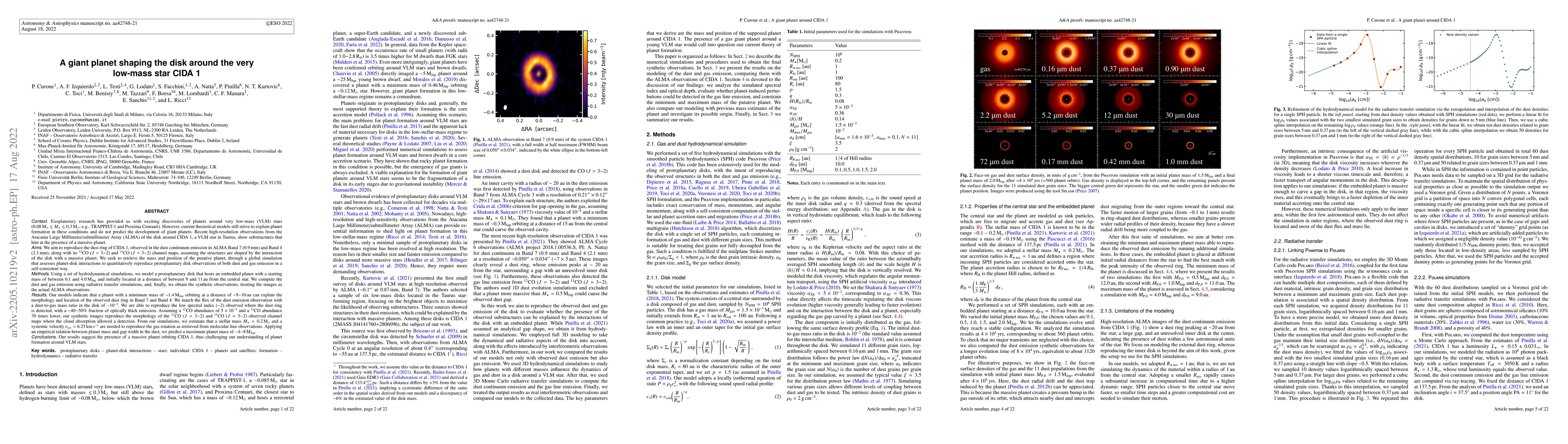 Thumbnail for A giant planet shaping the disk around the very low-mass star CIDA 1