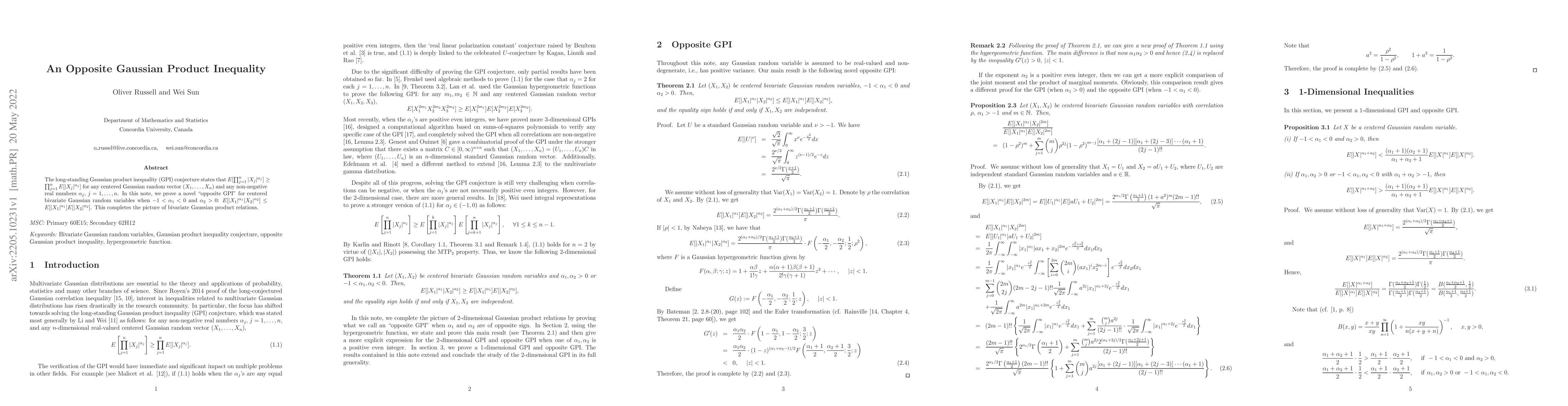 Thumbnail for An Opposite Gaussian Product Inequality