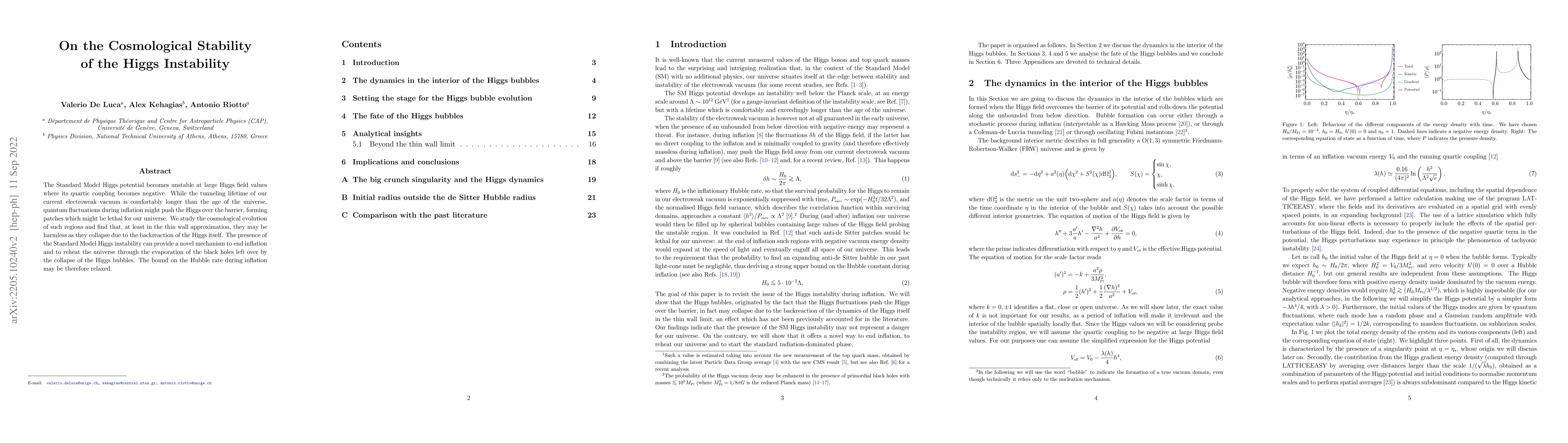 Thumbnail for On the Cosmological Stability of the Higgs Instability