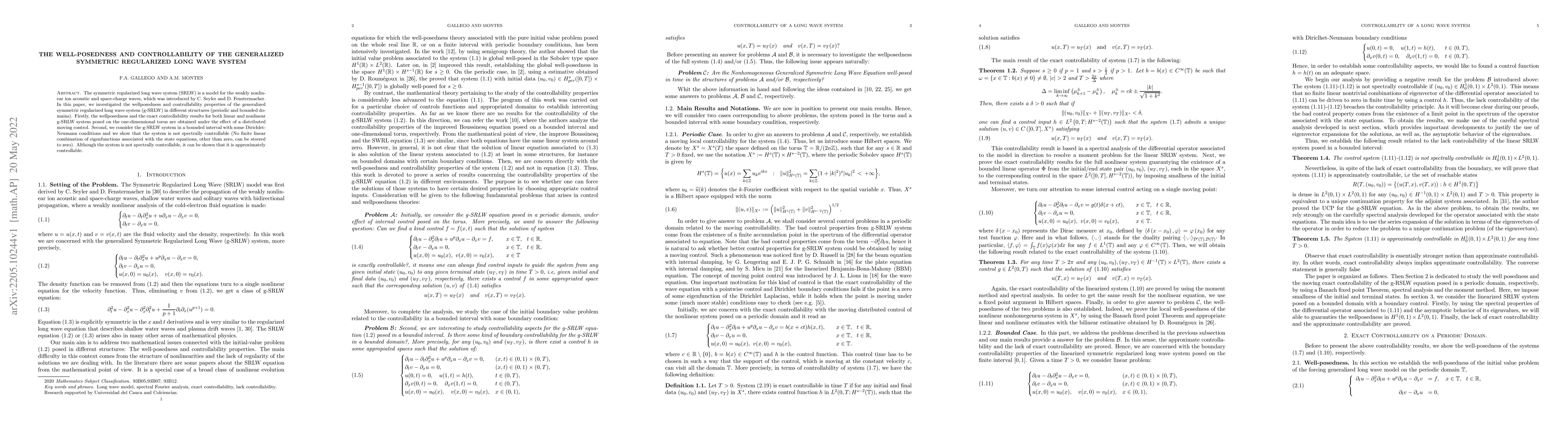 Thumbnail for The Well-posedness and Controllability of the Generalized Symmetric
  Regularized Long Wave System
