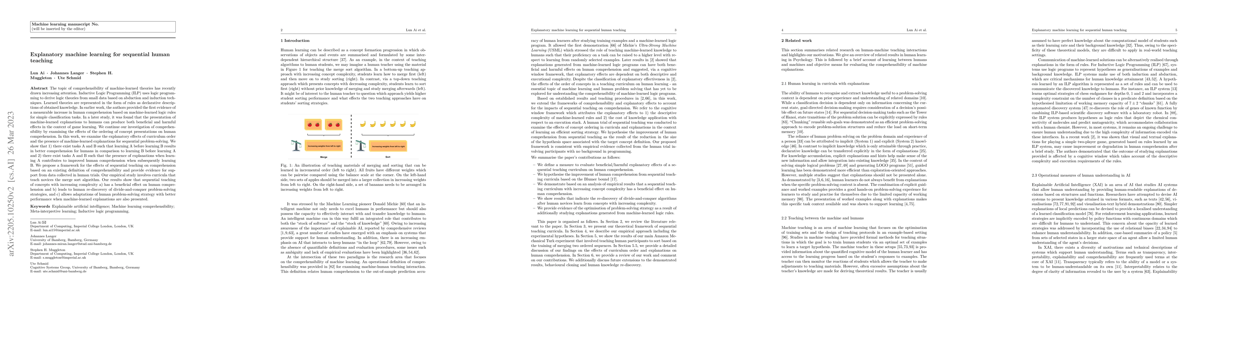 Thumbnail for Explanatory machine learning for sequential human teaching