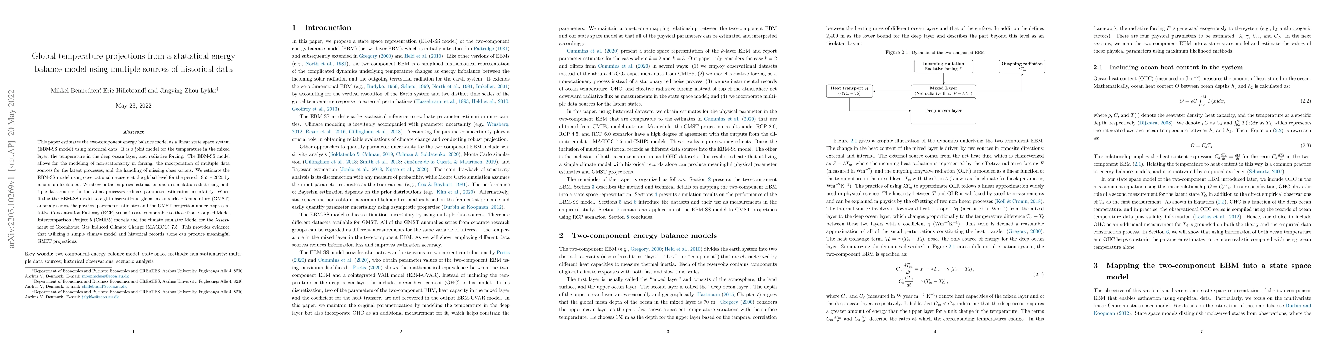 Thumbnail for Global temperature projections from a statistical energy balance model
  using multiple sources of historical data