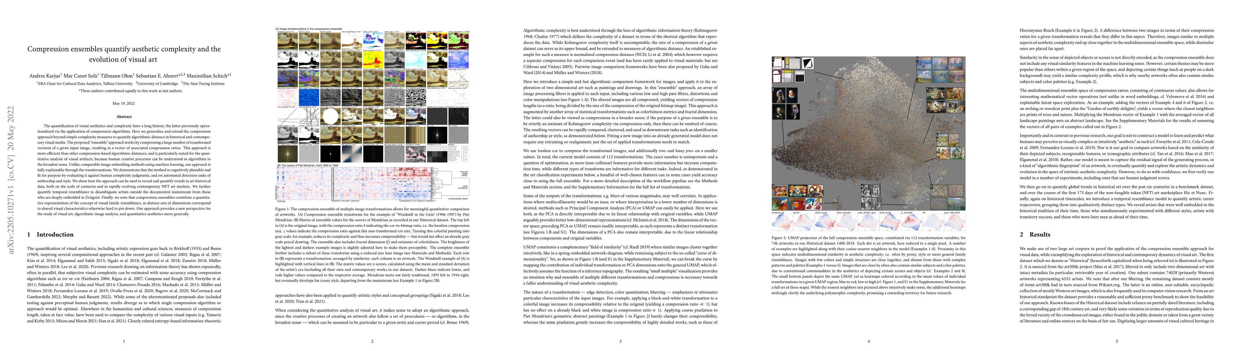 Thumbnail for Compression ensembles quantify aesthetic complexity and the evolution of
  visual art