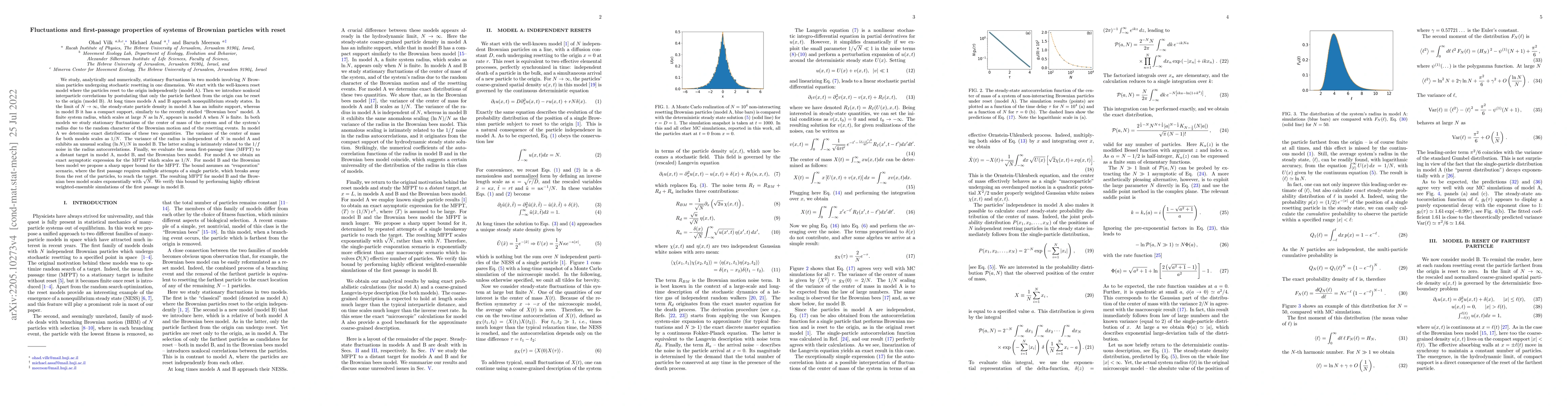 Thumbnail for Fluctuations and first-passage properties of systems of Brownian
  particles with reset