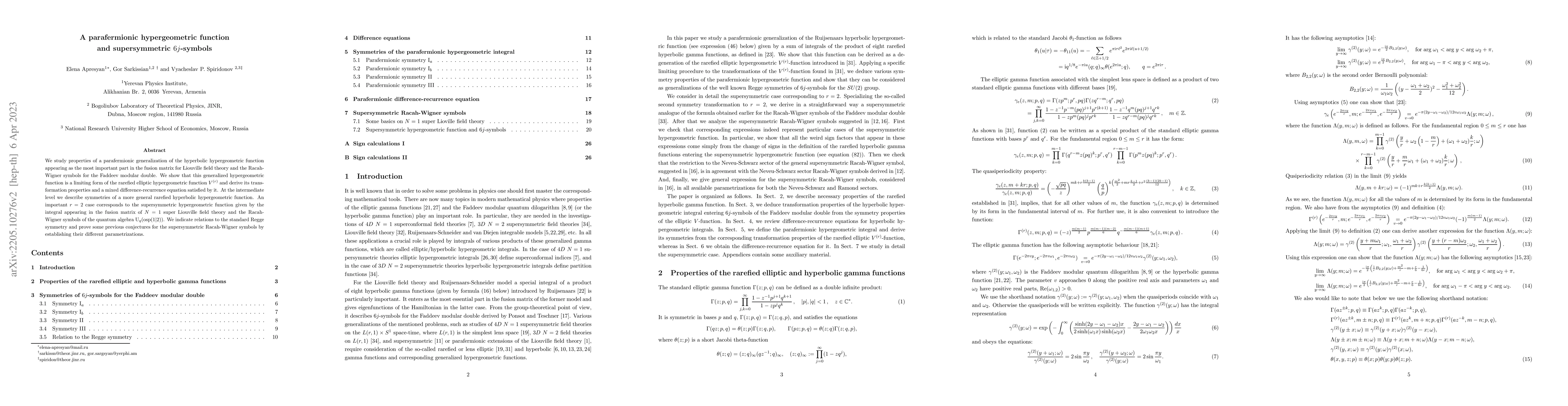 Thumbnail for A parafermionic hypergeometric function and supersymmetric 6j-symbols