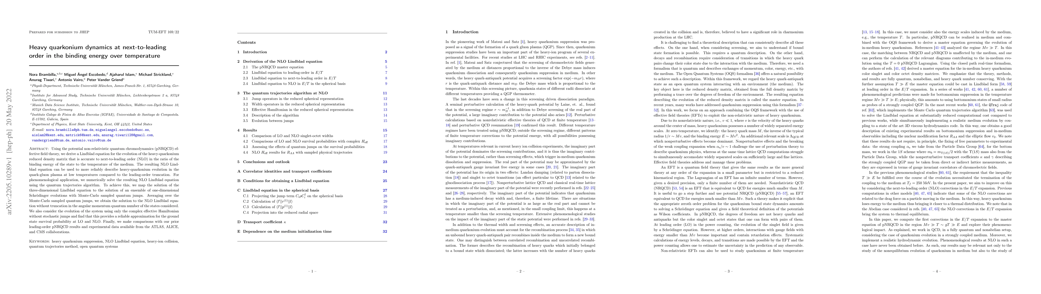 Thumbnail for Heavy quarkonium dynamics at next-to-leading order in the binding energy
  over temperature
