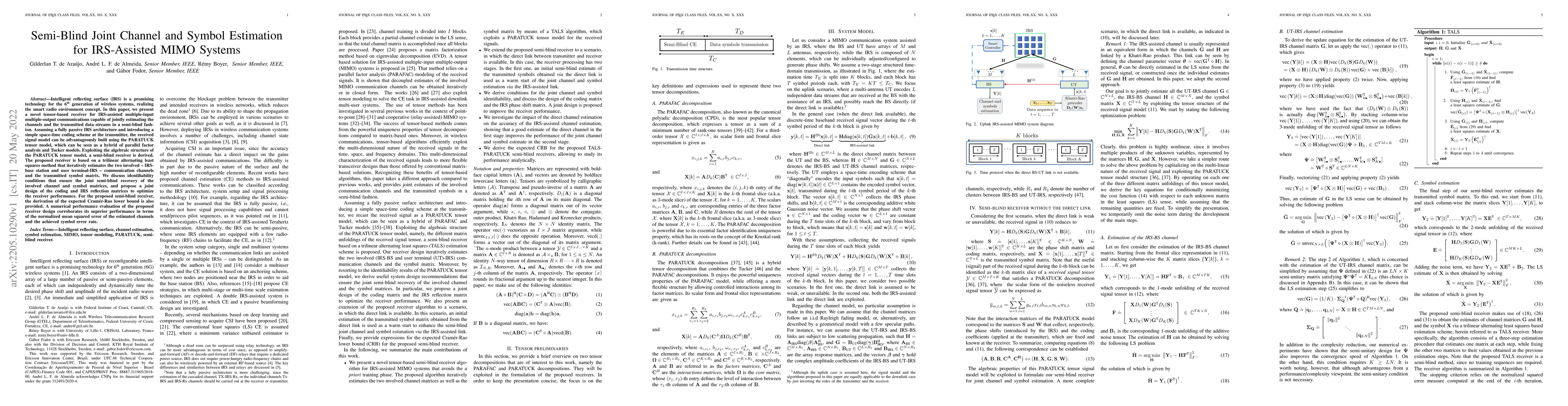 Thumbnail for Semi-Blind Joint Channel and Symbol Estimation for IRS-Assisted MIMO
  Systems