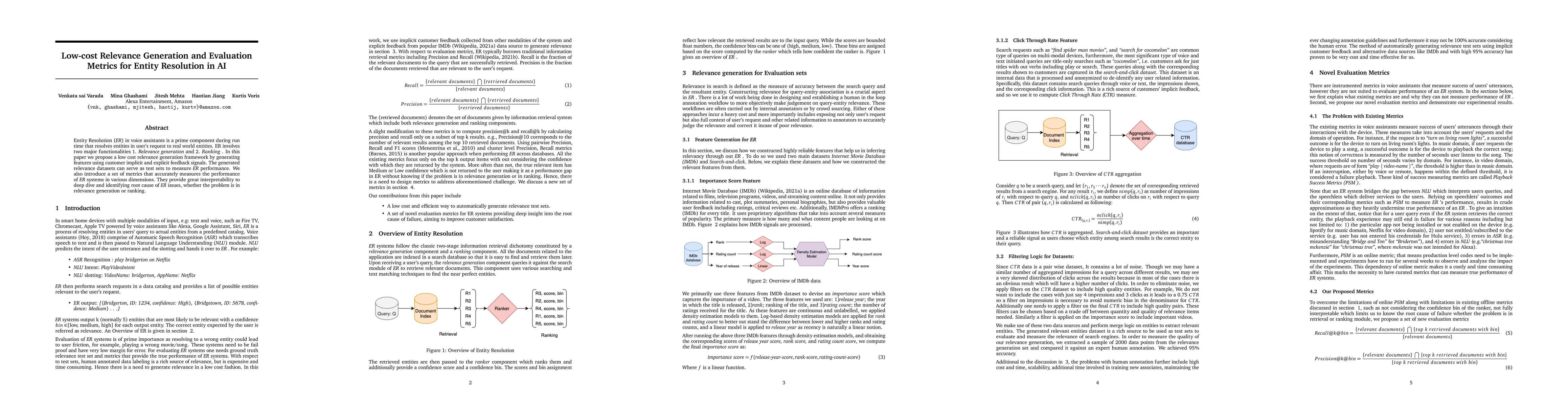 Thumbnail for Low-cost Relevance Generation and Evaluation Metrics for Entity
  Resolution in AI