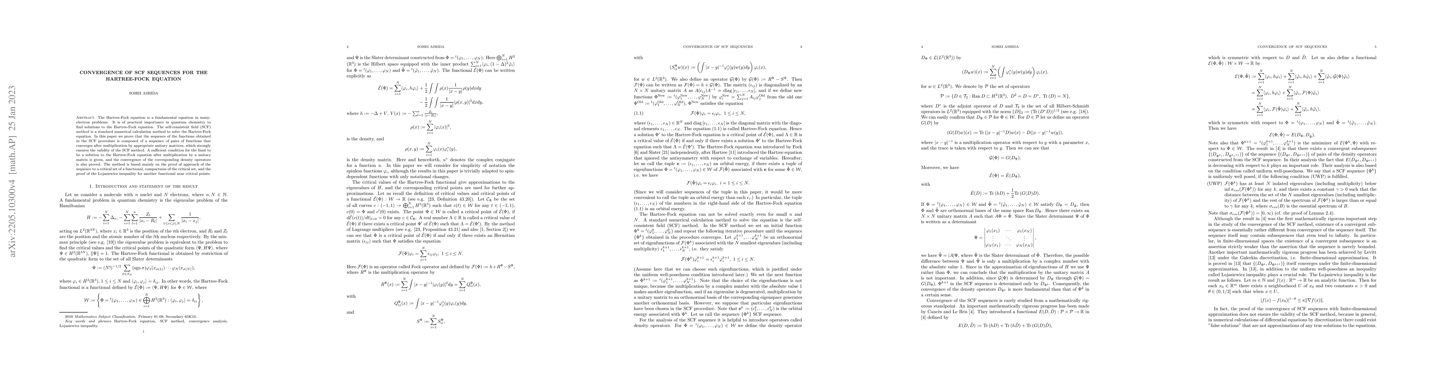 Thumbnail for Convergence of SCF sequences for the Hartree-Fock equation
