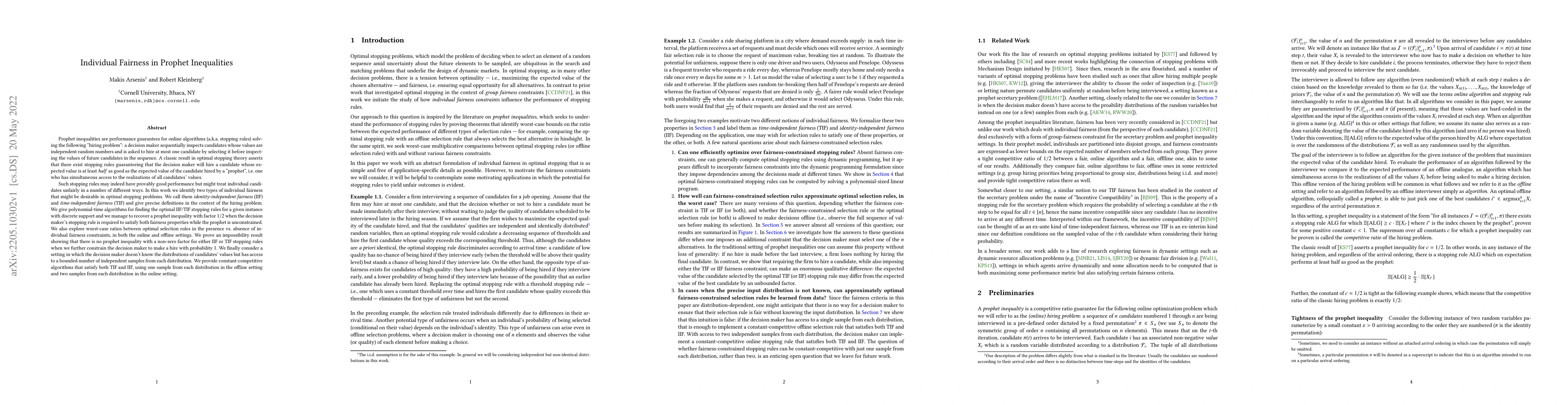 Thumbnail for Individual Fairness in Prophet Inequalities