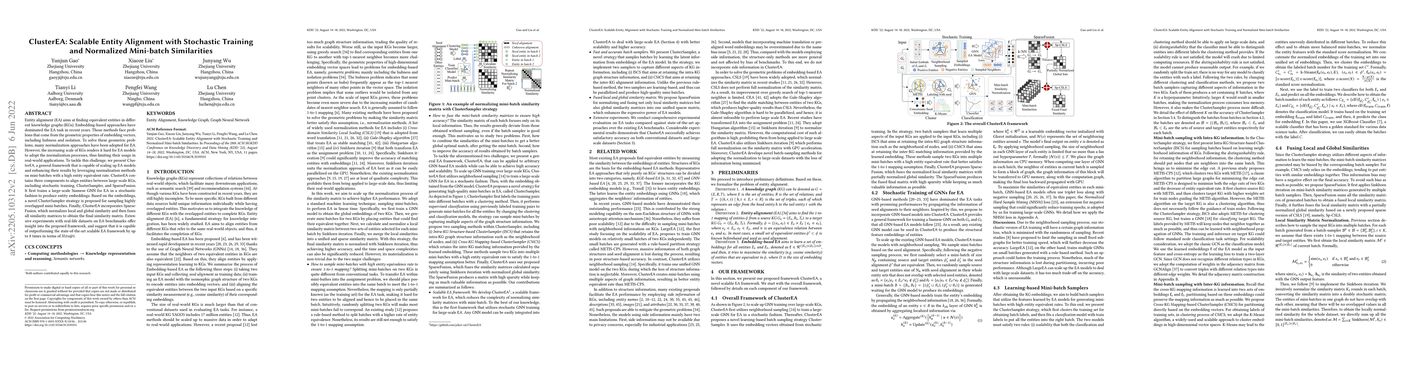 Thumbnail for ClusterEA: Scalable Entity Alignment with Stochastic Training and
  Normalized Mini-batch Similarities