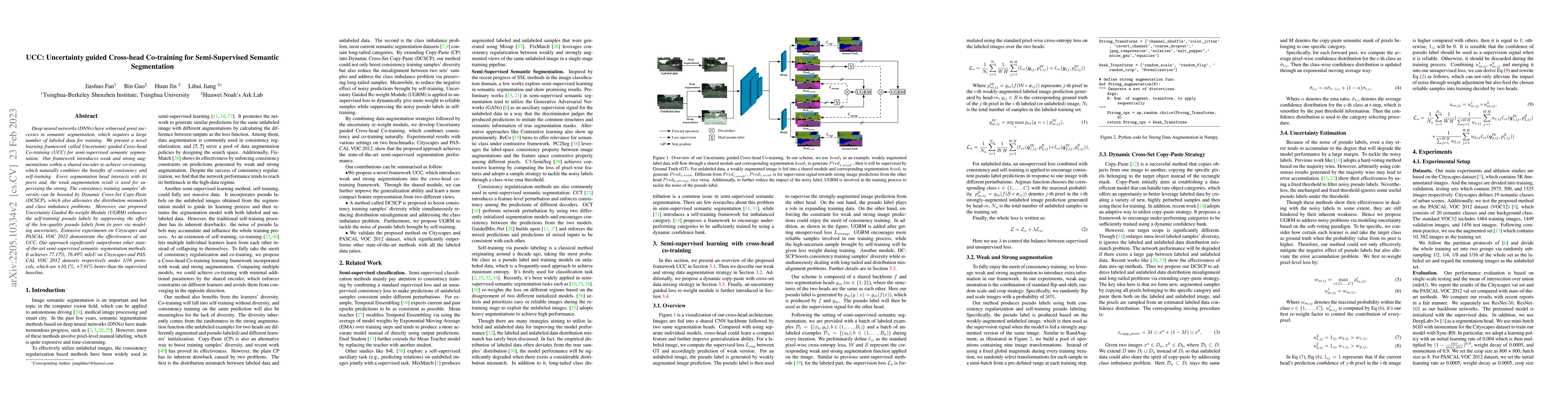 Thumbnail for UCC: Uncertainty guided Cross-head Co-training for Semi-Supervised
  Semantic Segmentation