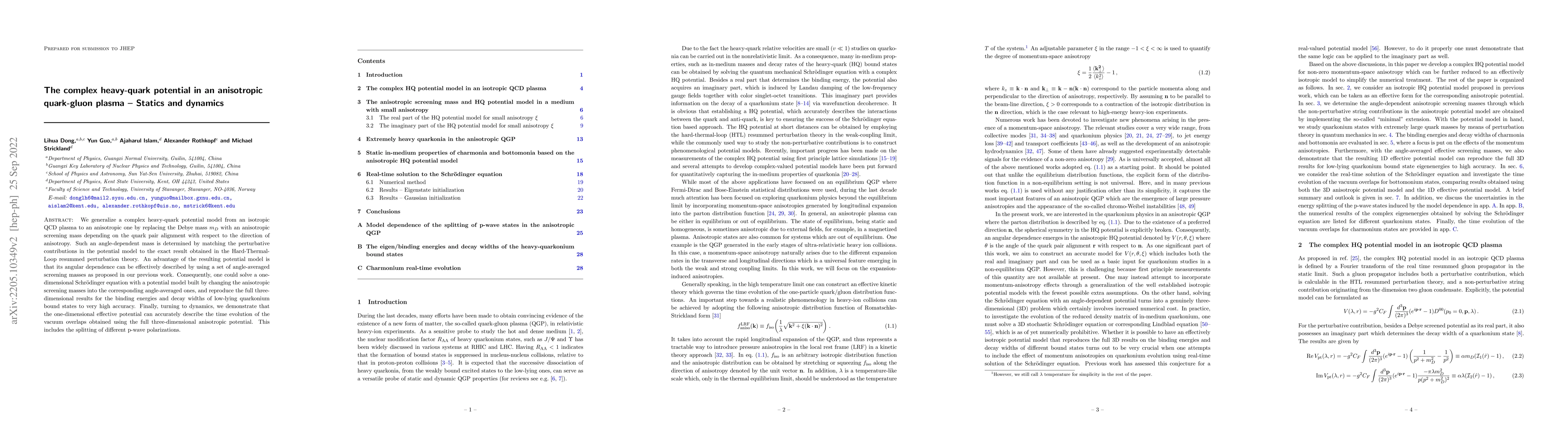 Thumbnail for The complex heavy-quark potential in an anisotropic quark-gluon plasma
  -- Statics and dynamics