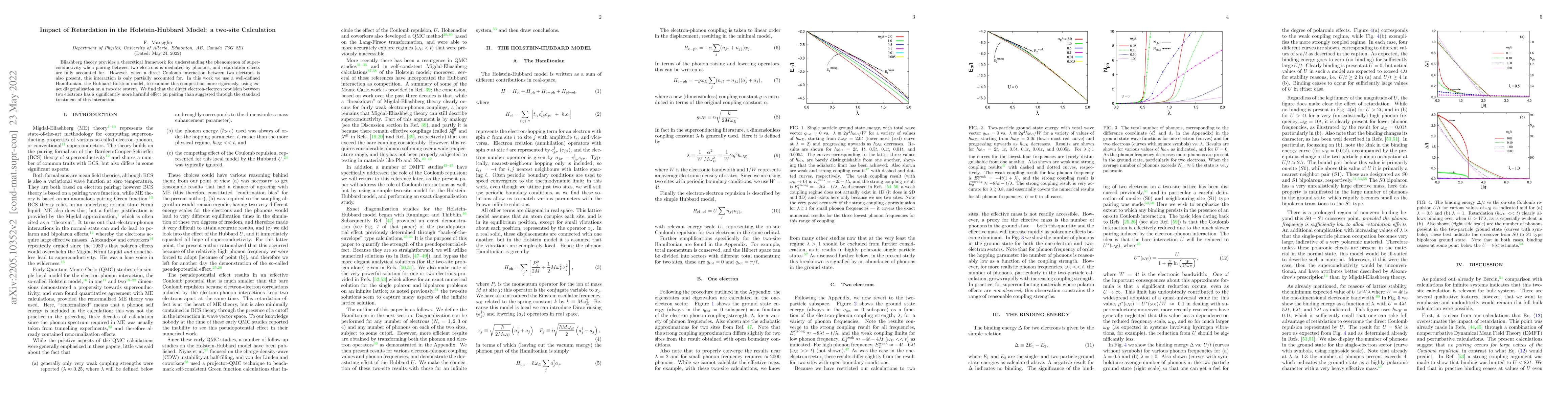 Thumbnail for Impact of Retardation in the Holstein-Hubbard Model: a two-site
  Calculation