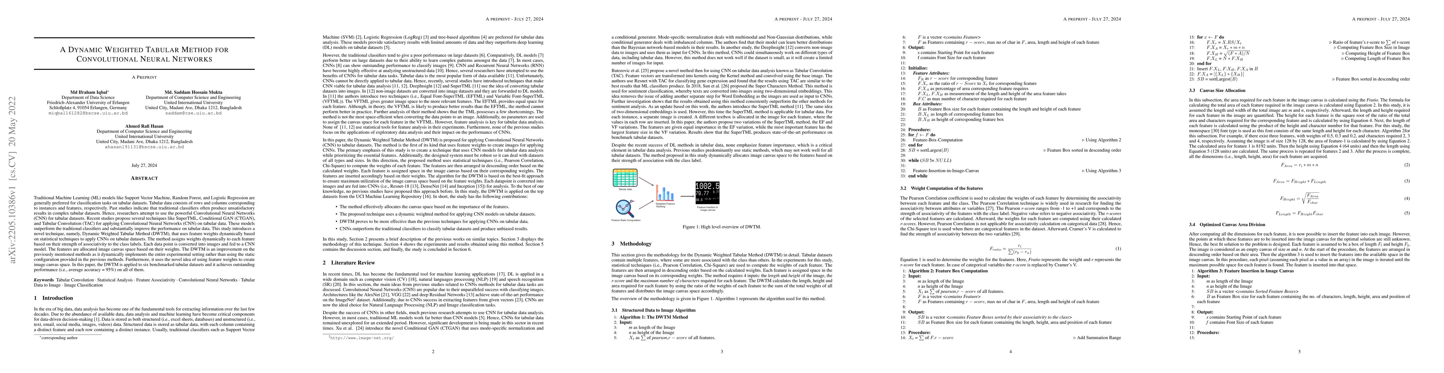 Thumbnail for A Dynamic Weighted Tabular Method for Convolutional Neural Networks