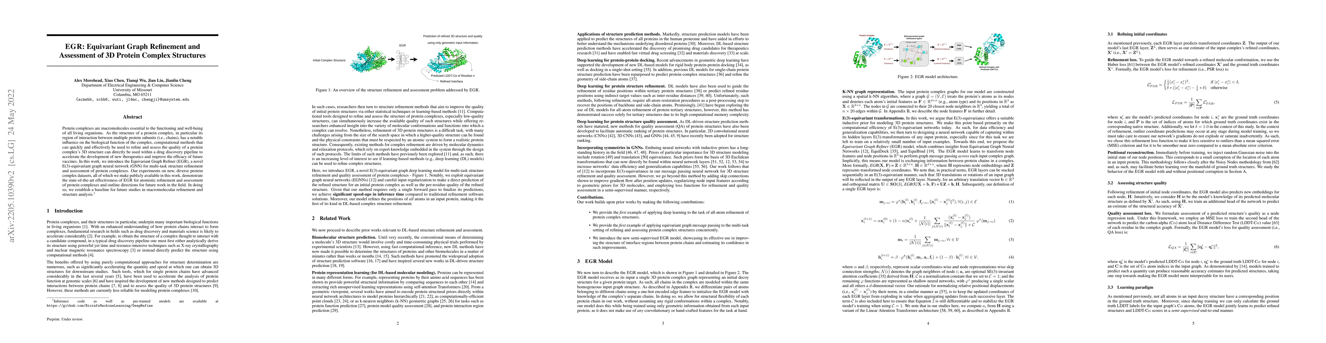 Thumbnail for EGR: Equivariant Graph Refinement and Assessment of 3D Protein Complex
  Structures