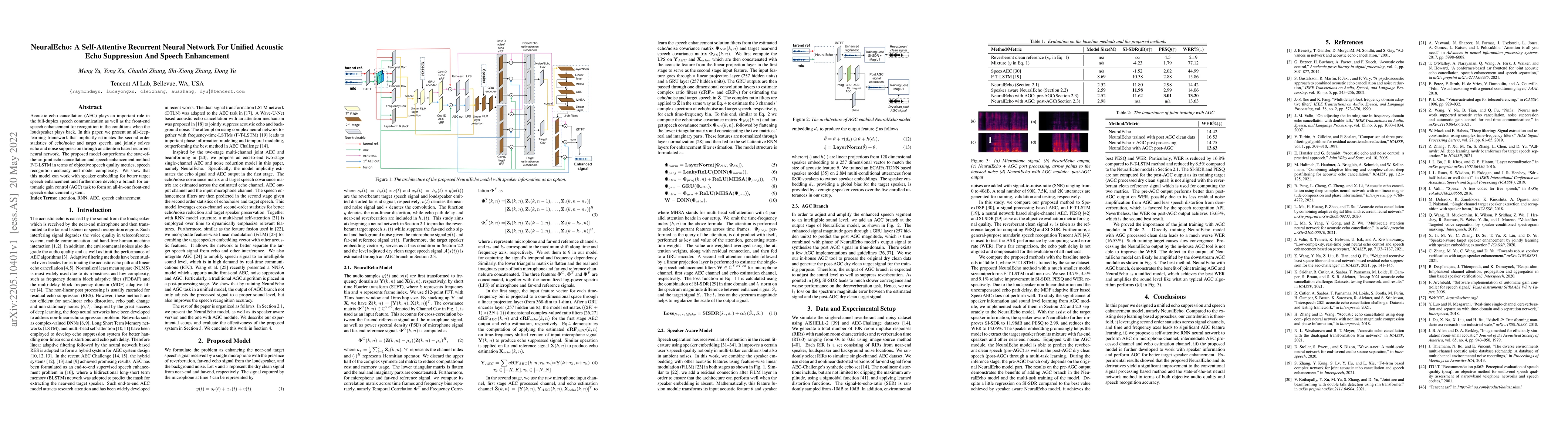 Thumbnail for NeuralEcho: A Self-Attentive Recurrent Neural Network For Unified
  Acoustic Echo Suppression And Speech Enhancement