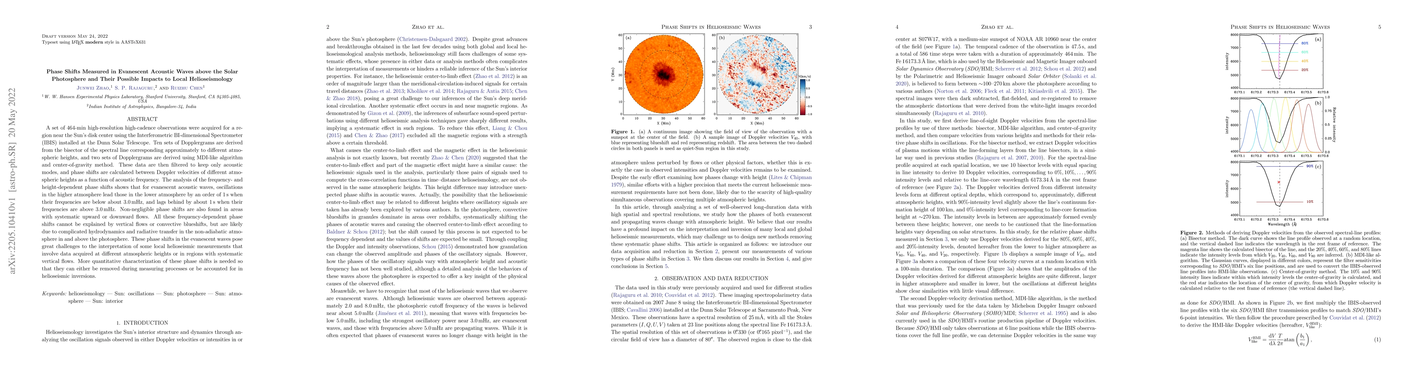 Thumbnail for Phase Shifts Measured in Evanescent Acoustic Waves above the Solar
  Photosphere and Their Possible Impacts to Local Helioseismology