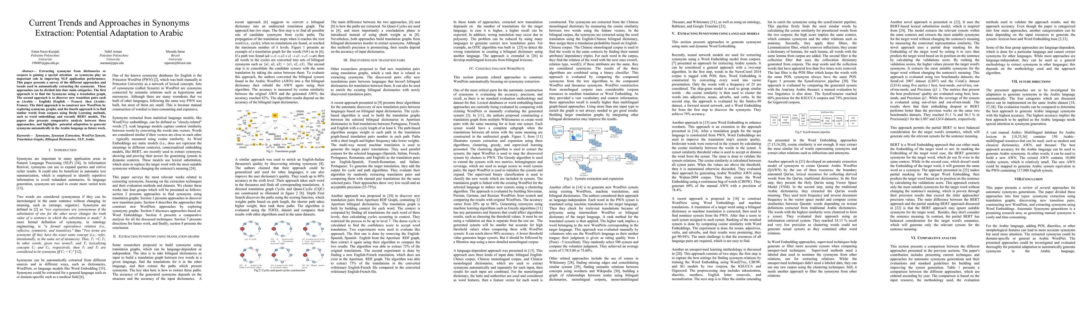 Thumbnail for Current Trends and Approaches in Synonyms Extraction: Potential
  Adaptation to Arabic