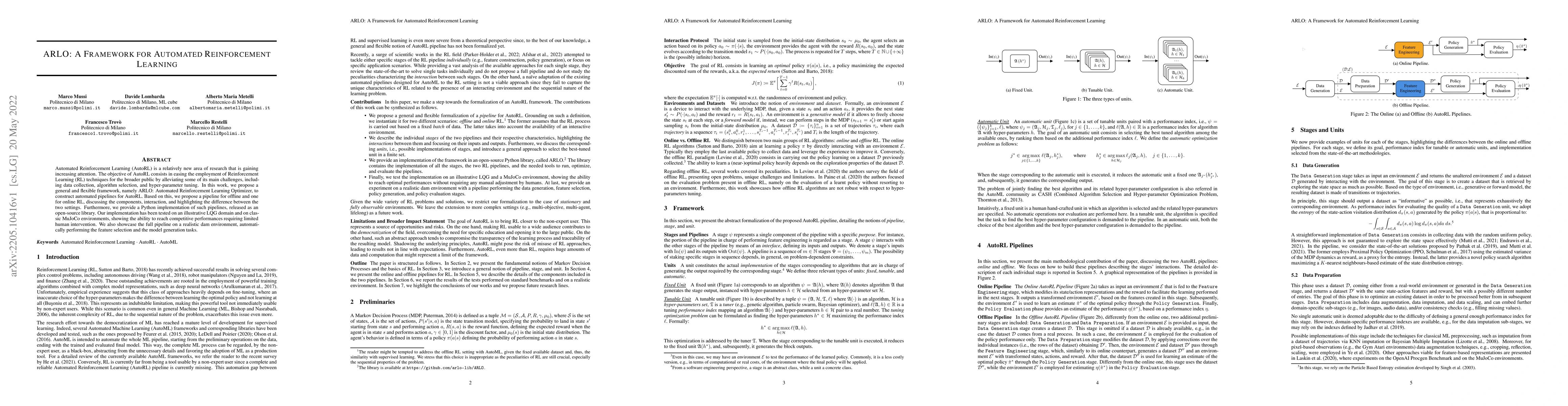 Thumbnail for ARLO: A Framework for Automated Reinforcement Learning