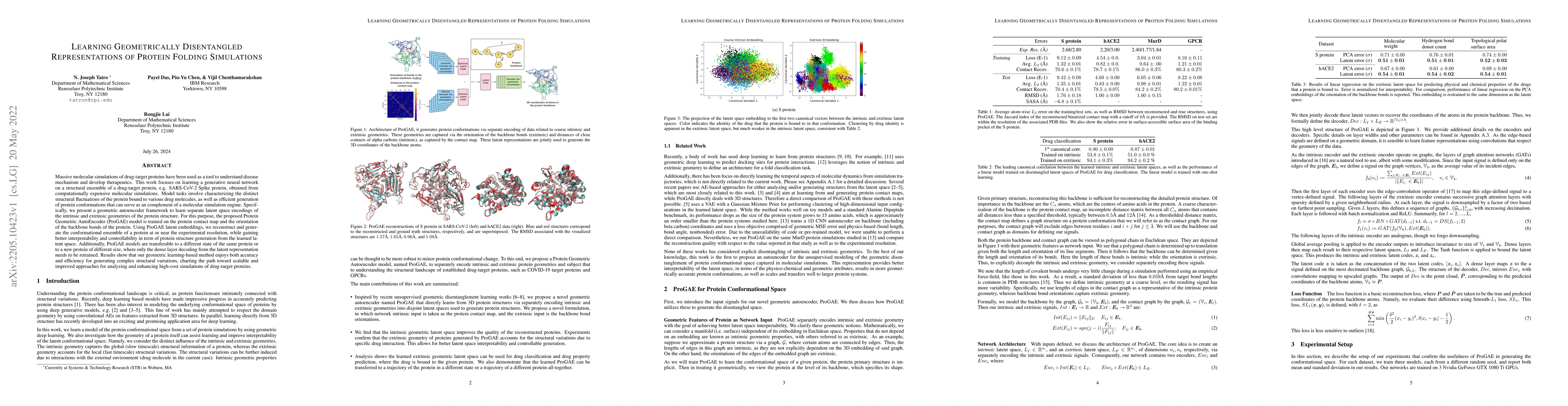 Thumbnail for Learning Geometrically Disentangled Representations of Protein Folding
  Simulations