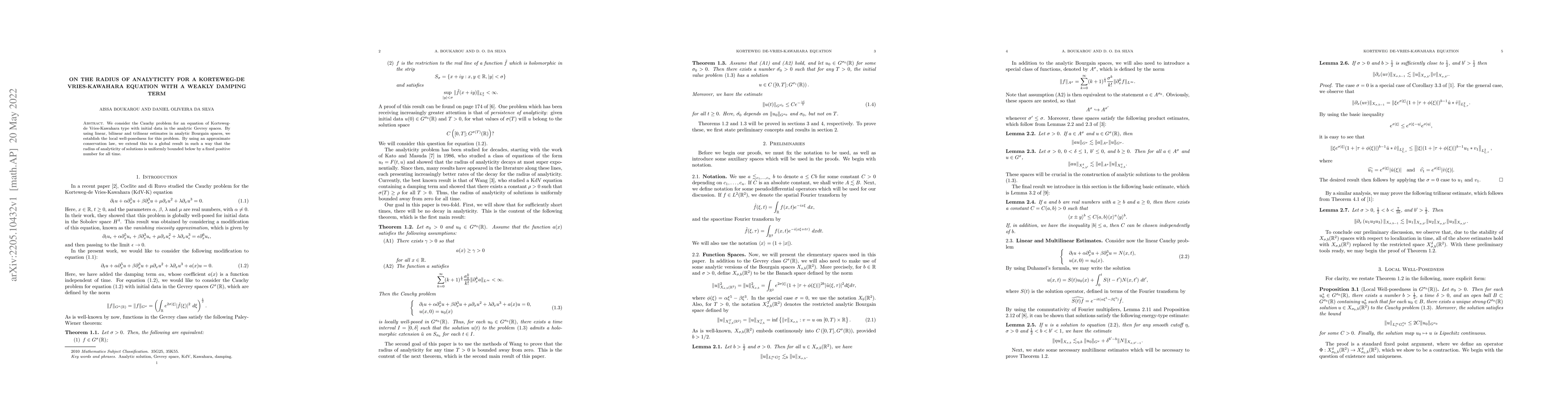 Thumbnail for On the Radius of Analyticity for a Korteweg-de Vries-Kawahara Equation
  with a Weakly Damping Term