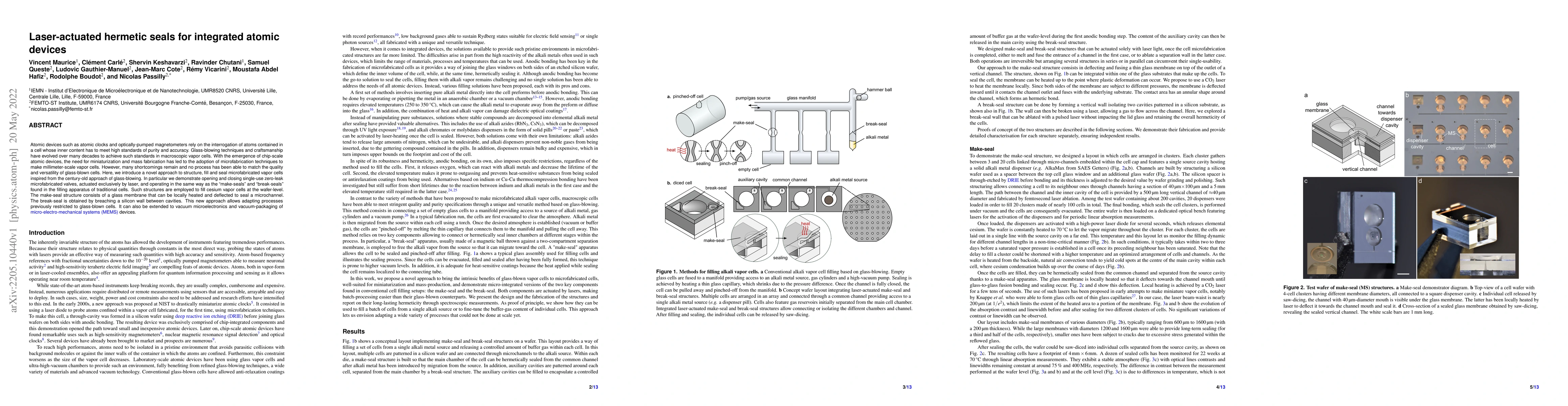 Thumbnail for Laser-actuated hermetic seals for integrated atomic devices