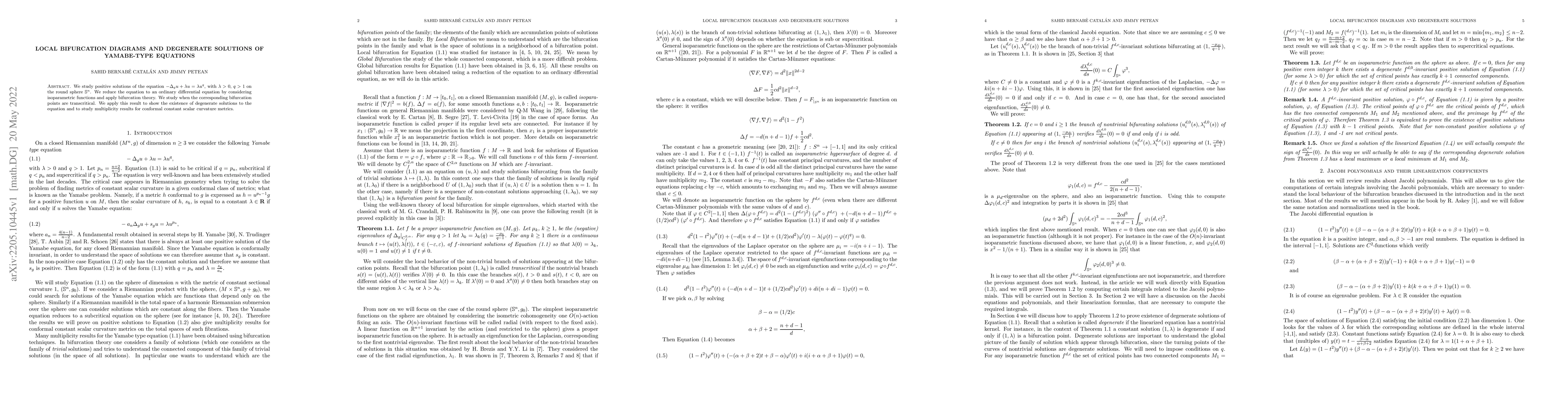 Thumbnail for Local bifurcation diagrams and degenerate solutions of Yamabe-type
  equations
