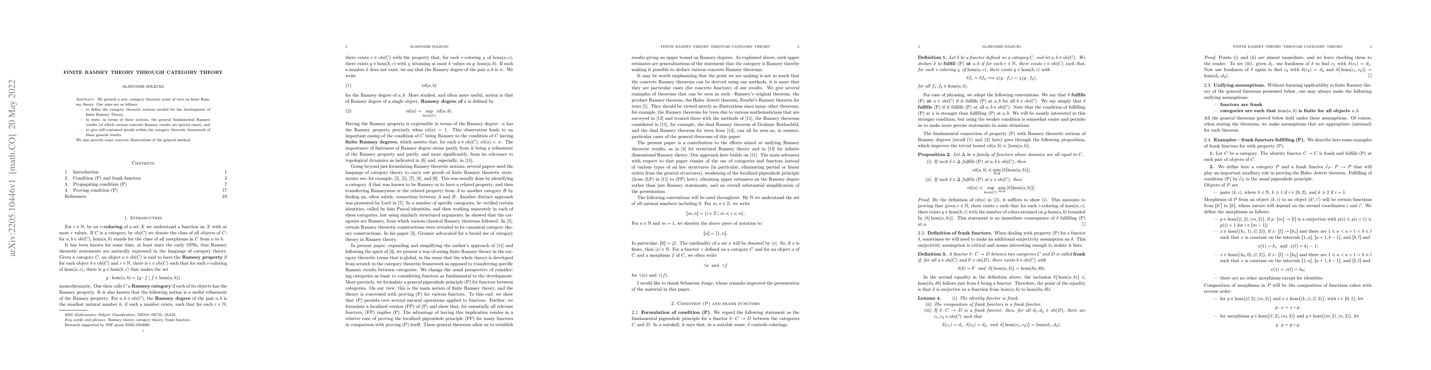 Thumbnail for Finite Ramsey Theory through Category Theory