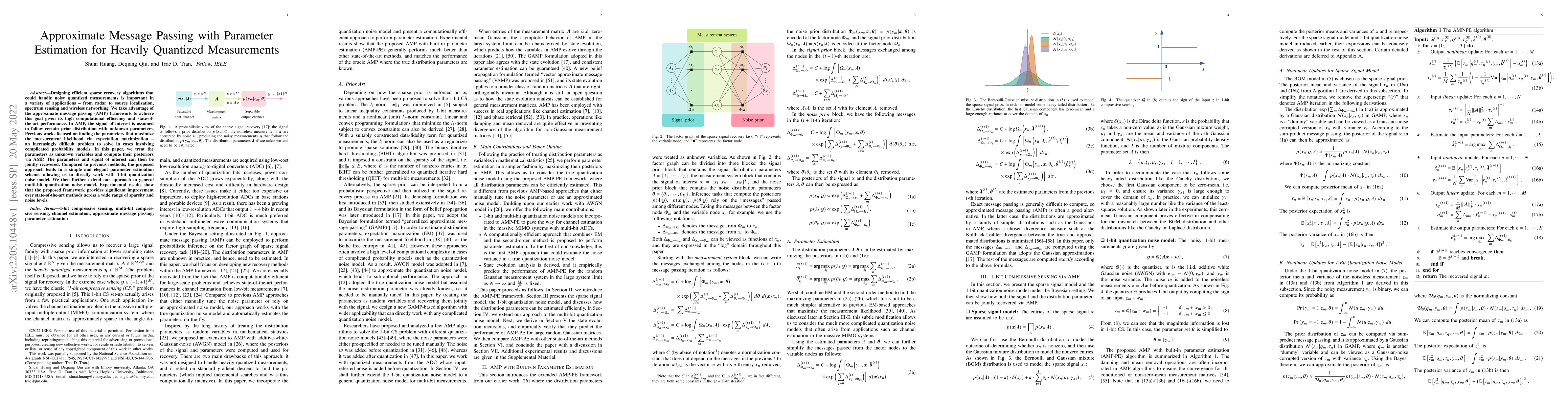 Thumbnail for Approximate Message Passing with Parameter Estimation for Heavily
  Quantized Measurements