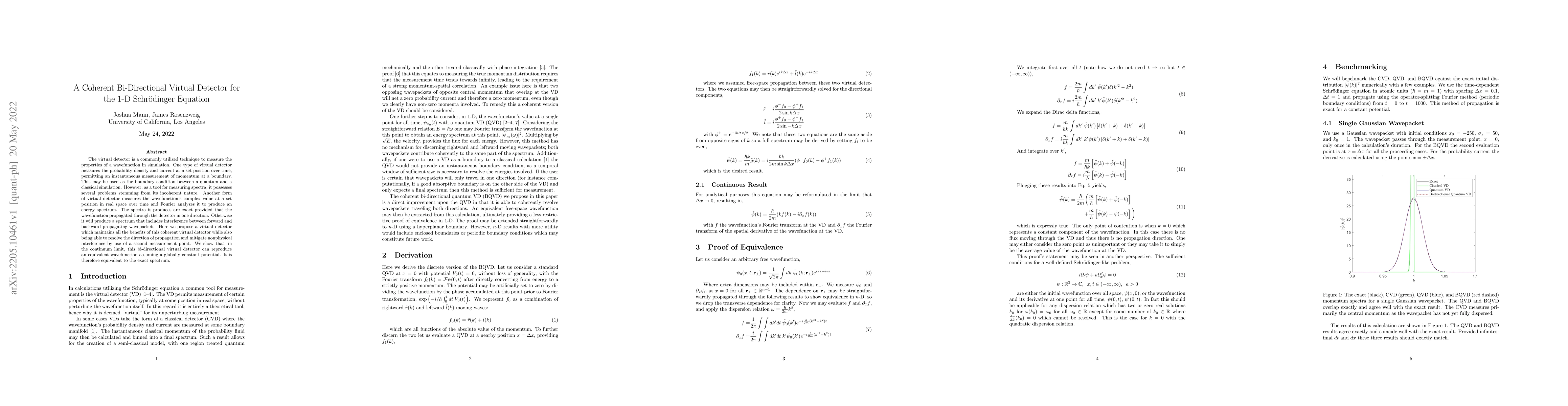 Thumbnail for A Coherent Bi-Directional Virtual Detector for the 1-D Schr\"odinger
  Equation
