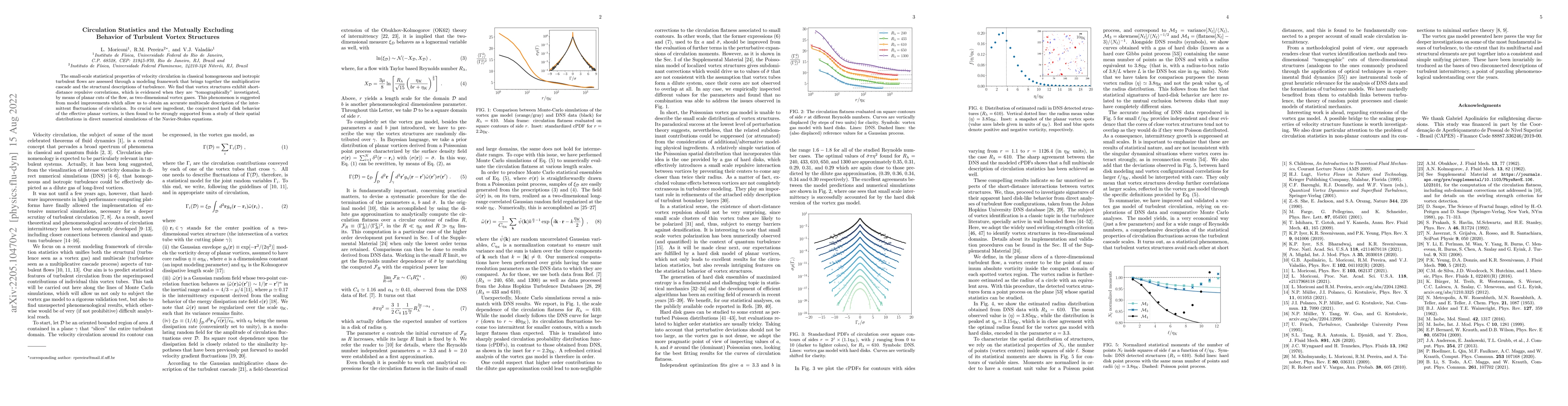 Thumbnail for Circulation Statistics and the Mutually Excluding Behavior of Turbulent
  Vortex Structures
