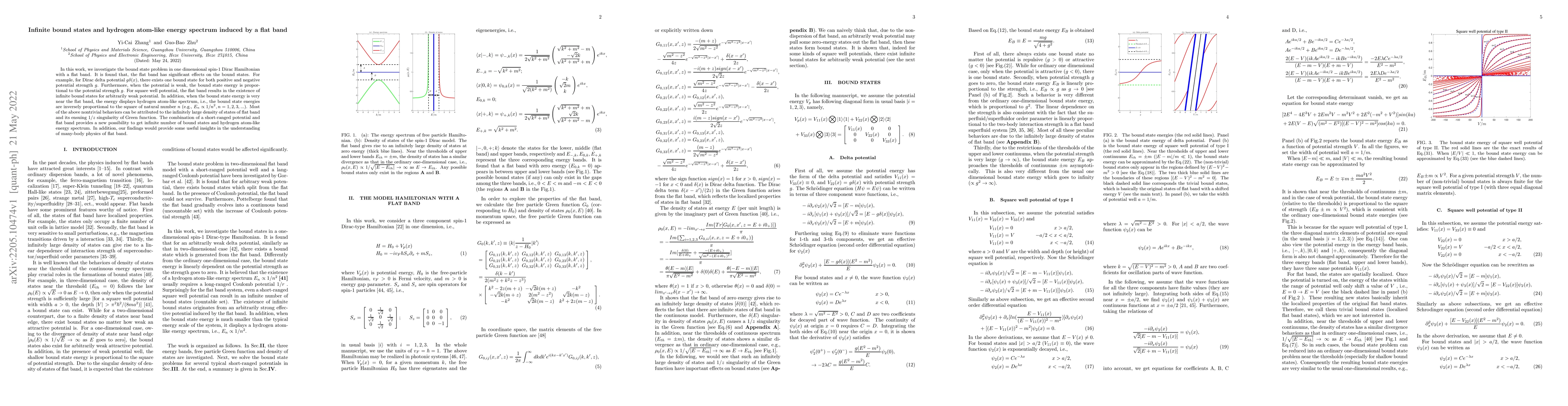 Thumbnail for Infinite bound states and hydrogen atom-like energy spectrum induced by
  a flat band